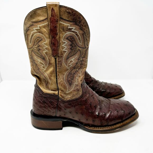Dan Post Alamosa Full Quill Ostrich Cowboy Boots Brown Tan Size 9D DP3875 - Picture 3 of 15